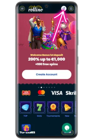 Rollino Casino UK official website homepage with registration button for British players